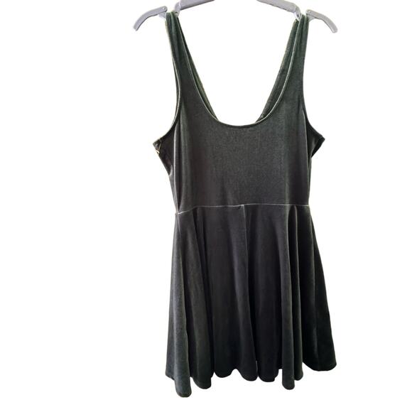 Express Womens Medium Tank Gray Pullover V-Neck Velvet Grunge Skater Dress - Picture 1 of 4